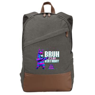Bruh Its My Birthday Llama Pinata Family Party Bday Cotton Canvas Backpack
