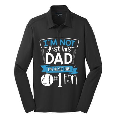 Baseball Im Not Just His Dad Im Also His Fan Gift Silk Touch Performance Long Sleeve Polo