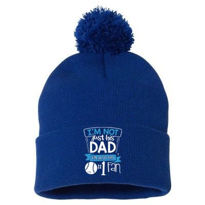 Baseball Im Not Just His Dad Im Also His Fan Gift Pom Pom 12in Knit Beanie