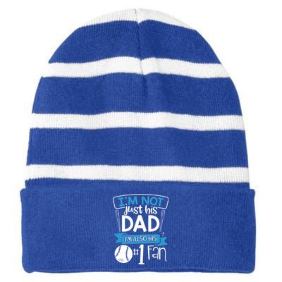 Baseball Im Not Just His Dad Im Also His Fan Gift Striped Beanie with Solid Band