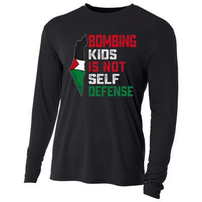 Bombing Is Not Self Defense Palestine Flag Cooling Performance Long Sleeve Crew