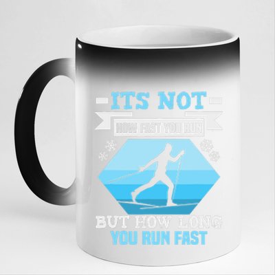 Biathlon It's Not How Fast You Run Cross Country Skier 11oz Black Color Changing Mug