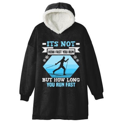 Biathlon It's Not How Fast You Run Cross Country Skier Hooded Wearable Blanket