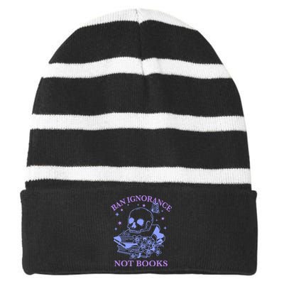 Ban Ignorance Not Books Striped Beanie with Solid Band