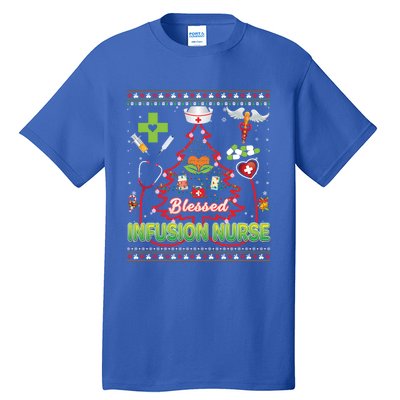 Blessed Infusion Nurse Christmas Tree Stethoscope Sweater Gift Tall T-Shirt