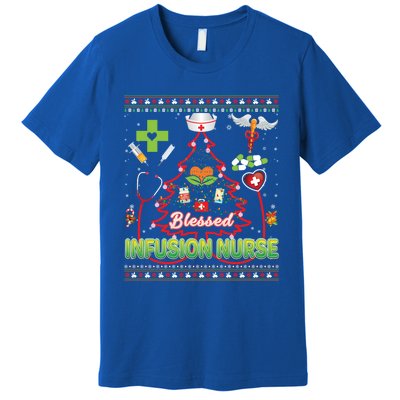 Blessed Infusion Nurse Christmas Tree Stethoscope Sweater Gift Premium T-Shirt