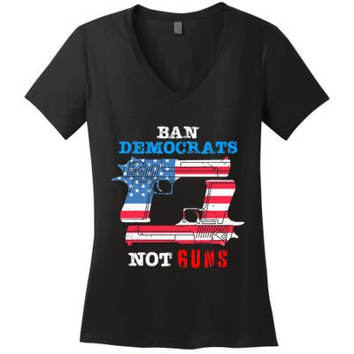 Ban Idiots Not Guns 2nd Amendment Constitution Rights Women's V-Neck T-Shirt