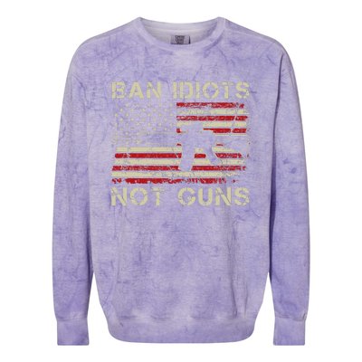 Ban Idiots Not Guns Ar15 Usa Flag 2nd Amendment Funny Gun Colorblast Crewneck Sweatshirt