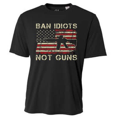 Ban Idiots Not Guns Ar15 Usa Flag 2nd Amendment Funny Gun Cooling Performance Crew T-Shirt