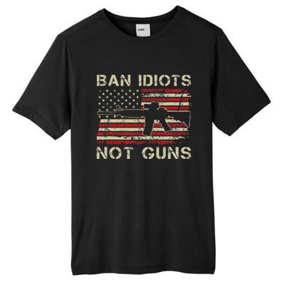 Ban Idiots Not Guns Ar15 Usa Flag 2nd Amendment Funny Gun Tall Fusion ChromaSoft Performance T-Shirt