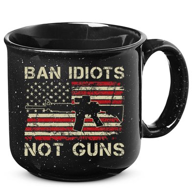 Ban Idiots Not Guns Ar15 Usa Flag 2nd Amendment Funny Gun 15oz Campfire Ceramic Mug
