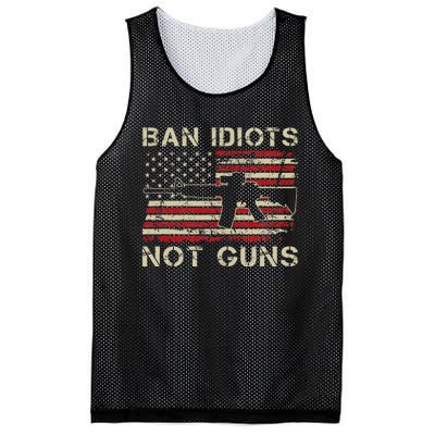 Ban Idiots Not Guns Ar15 Usa Flag 2nd Amendment Funny Gun Mesh Reversible Basketball Jersey Tank