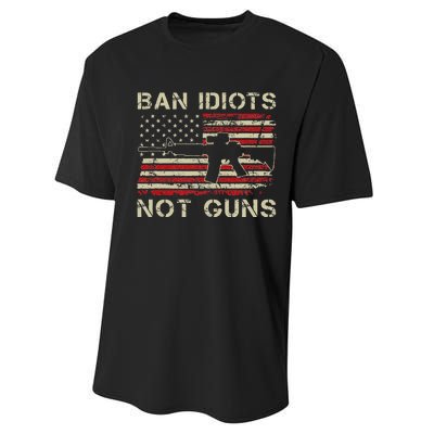 Ban Idiots Not Guns Ar15 Usa Flag 2nd Amendment Funny Gun Performance Sprint T-Shirt