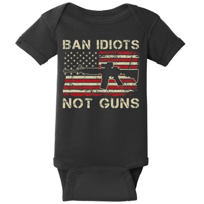 Ban Idiots Not Guns Ar15 Usa Flag 2nd Amendment Funny Gun Baby Bodysuit