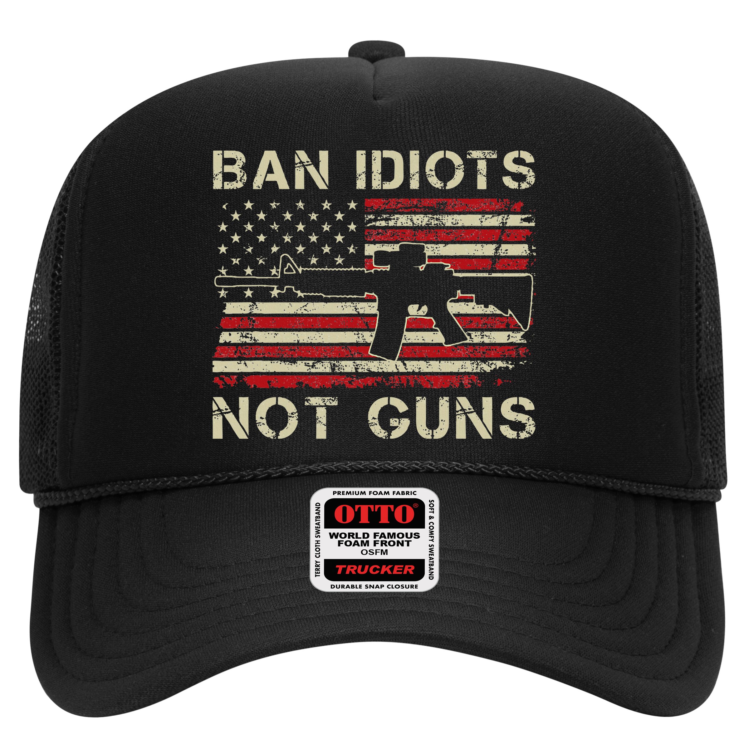 Ban Idiots Not Guns Ar15 Usa Flag 2nd Amendment Funny Gun Hat