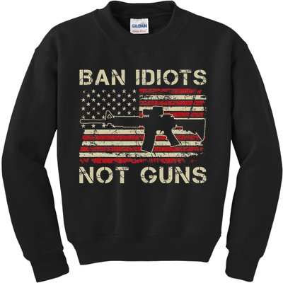 Ban Idiots Not Guns Ar15 Usa Flag 2nd Amendment Funny Gun Kids Sweatshirt