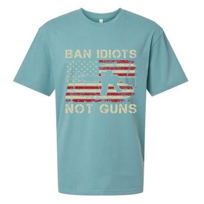 Ban Idiots Not Guns Ar15 Usa Flag 2nd Amendment Funny Gun Sueded Cloud Jersey T-Shirt
