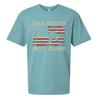 Ban Idiots Not Guns Ar15 Usa Flag 2nd Amendment Funny Gun Sueded Cloud Jersey T-Shirt