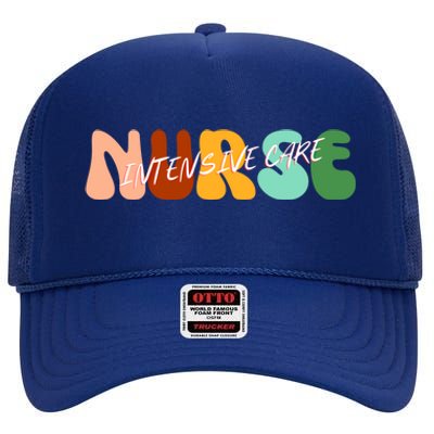 Boho Icu Nurse Gift Intensive Care Nurse For Nurses Cool Gift High Crown Mesh Back Trucker Hat