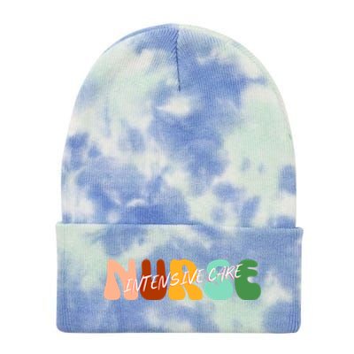 Boho Icu Nurse Gift Intensive Care Nurse For Nurses Cool Gift Tie Dye 12in Knit Beanie