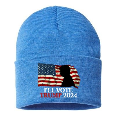 Biden Is Not My President ILl Vote Trump 2024 Gift Sustainable Knit Beanie