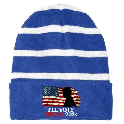 Biden Is Not My President ILl Vote Trump 2024 Gift Striped Beanie with Solid Band