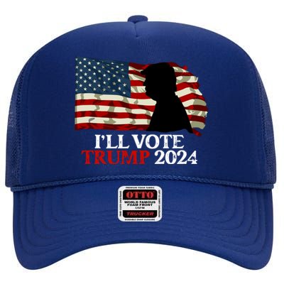 Biden Is Not My President ILl Vote Trump 2024 Gift High Crown Mesh Back Trucker Hat