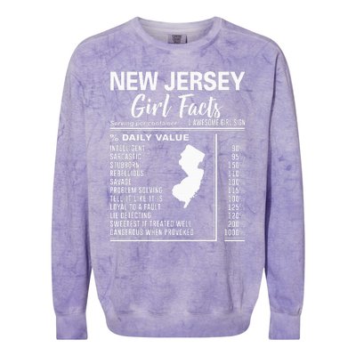 Born In New Jersey New Jersey Girl Facts Colorblast Crewneck Sweatshirt