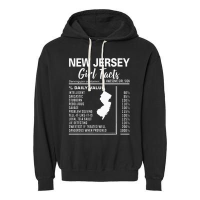 Born In New Jersey New Jersey Girl Facts Garment-Dyed Fleece Hoodie