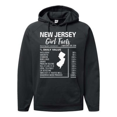 Born In New Jersey New Jersey Girl Facts Performance Fleece Hoodie