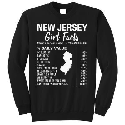 Born In New Jersey New Jersey Girl Facts Sweatshirt