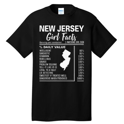 Born In New Jersey New Jersey Girl Facts Tall T-Shirt