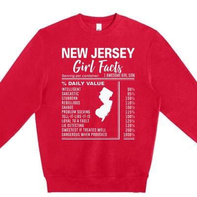 Born In New Jersey New Jersey Girl Facts Premium Crewneck Sweatshirt