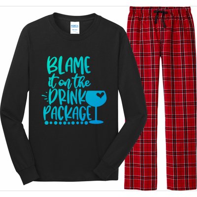 Blame It On The Package Cruise Alcohol Wine Lover Gift Long Sleeve Pajama Set