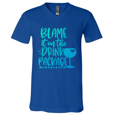 Blame It On The Package Cruise Alcohol Wine Lover Gift V-Neck T-Shirt