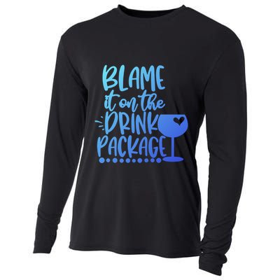 Blame It On The Package Cruise Alcohol Wine Lover Gift Cooling Performance Long Sleeve Crew