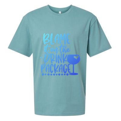 Blame It On The Package Cruise Alcohol Wine Lover Gift Sueded Cloud Jersey T-Shirt