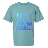 Blame It On The Package Cruise Alcohol Wine Lover Gift Sueded Cloud Jersey T-Shirt