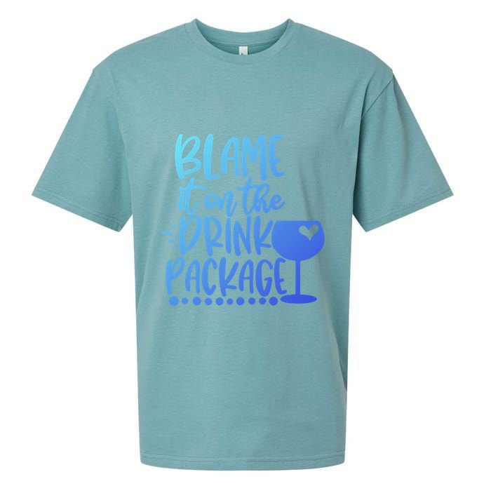 Blame It On The Package Cruise Alcohol Wine Lover Gift Sueded Cloud Jersey T-Shirt