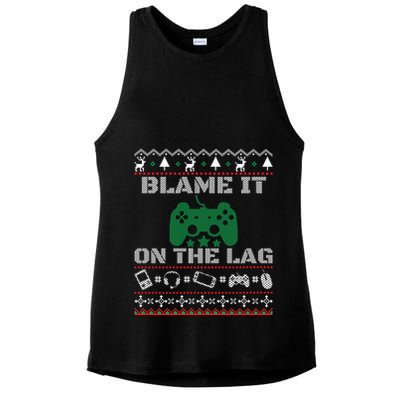Blame It On The Lag Christmas Funny Video Gamer Ugly Meaningful Gift Ladies PosiCharge Tri-Blend Wicking Tank