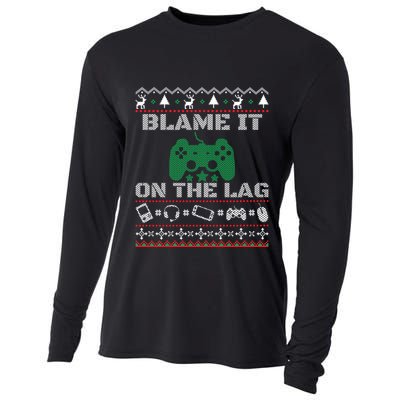 Blame It On The Lag Christmas Funny Video Gamer Ugly Meaningful Gift Cooling Performance Long Sleeve Crew