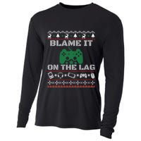 Blame It On The Lag Christmas Funny Video Gamer Ugly Meaningful Gift Cooling Performance Long Sleeve Crew