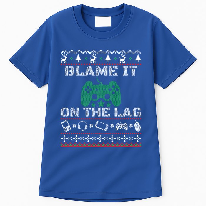 Blame It On The Lag Christmas Funny Video Gamer Ugly Meaningful Gift Tall T-Shirt