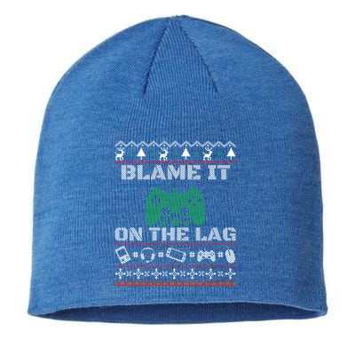 Blame It On The Lag Christmas Funny Video Gamer Ugly Meaningful Gift Sustainable Beanie