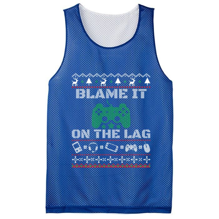 Blame It On The Lag Christmas Funny Video Gamer Ugly Meaningful Gift Mesh Reversible Basketball Jersey Tank