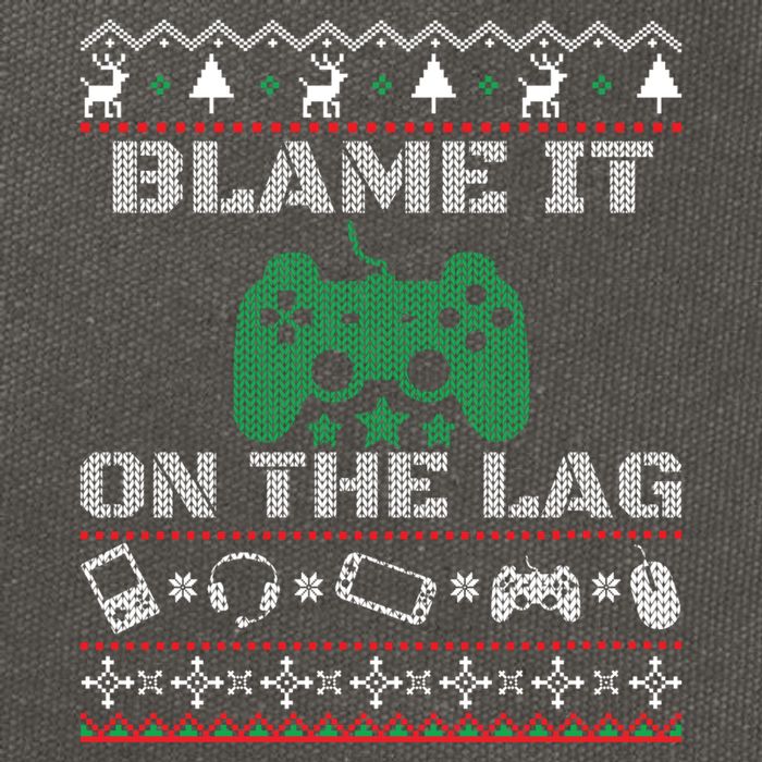 Blame It On The Lag Christmas Funny Video Gamer Ugly Meaningful Gift Cotton Canvas Backpack
