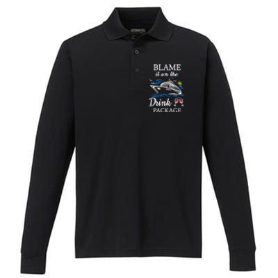 Blame It On The Package Funny Cruise Party Gift Performance Long Sleeve Polo