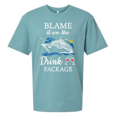 Blame It On The Package Funny Cruise Party Gift Sueded Cloud Jersey T-Shirt