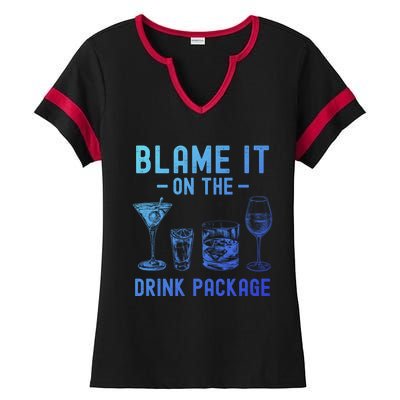 Blame It On The Package Funny Funny Cruise Vacation Gift Ladies Halftime Notch Neck Tee