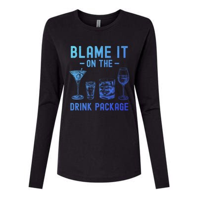 Blame It On The Package Funny Funny Cruise Vacation Gift Womens Cotton Relaxed Long Sleeve T-Shirt